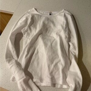 White Pointelle Long Sleeve Top